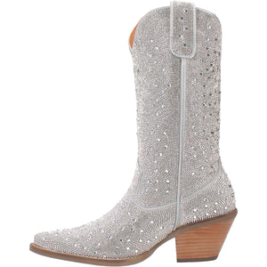Dingo Women's Silver Dollar Silver Leather Narrow Toe Boot 01-DI570-GY6