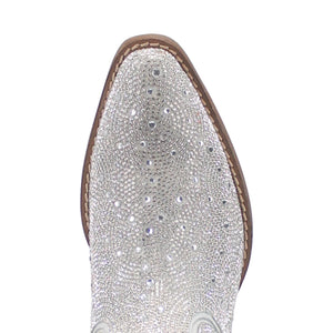 Dingo Women's Rhinestone Cowgirl Silver Leather Narrow Toe Boot 01-DI577-GY6