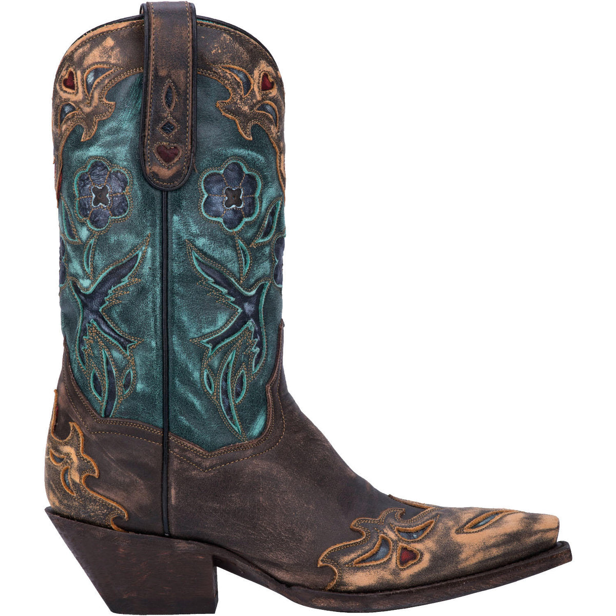 DAN POST WOMEN'S NORA BLUE LEAF STITCH SNIP TOE WESTERN