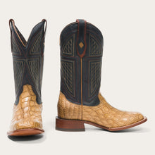 Load image into Gallery viewer, Stetson Men's Tan Flaxville Honey Alligator Square Toe Boots 12-020-1852-0418 TA
