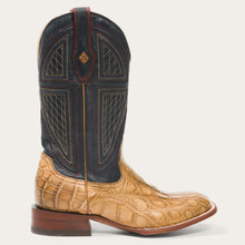 Load image into Gallery viewer, Stetson Men's Tan Flaxville Honey Alligator Square Toe Boots 12-020-1852-0418 TA