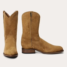 Load image into Gallery viewer, Stetson Men's Cash Zip Roper Tan Suede Round Toe Boots 4082