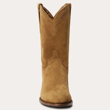 Load image into Gallery viewer, Stetson Men's Cash Zip Roper Tan Suede Round Toe Boots 4082