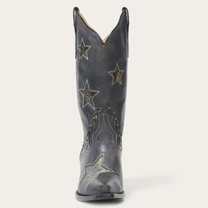 Stetson Women's Black Star Distressed Snip Toe Boots 12-021-6105-0921 BL