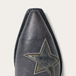 Stetson Women's Black Star Distressed Snip Toe Boots 12-021-6105-0921 BL