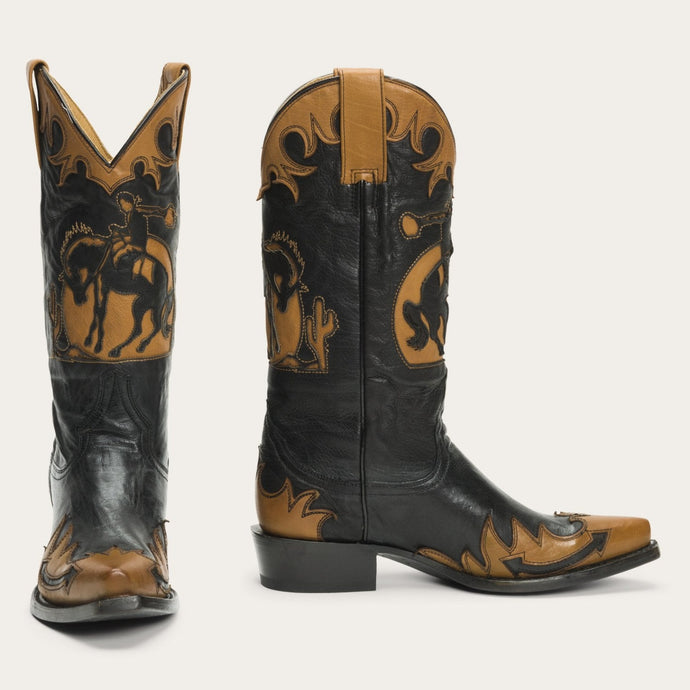 Stetson Women's Black Faye Cowgirl & Horse Snip Toe Boots 12-021-6105-1266 BL