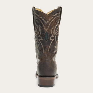 Stetson Women's Brown Iris Mid-Calf Embroidered Snip Toe Boots 12-021-6110-0336 BR