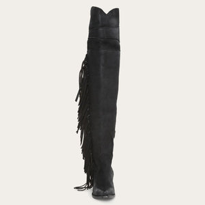 Stetson Women's Black Fringe Over-The-Knee Snip Toe Boots 12-021-9105-1306 BL