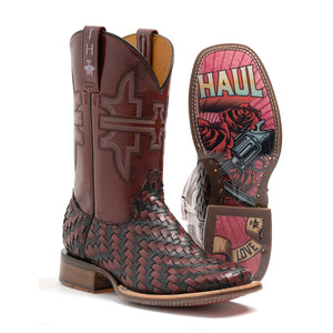 Tin Haul Women's Red Revolver / Iron & Rose Square Toe Boots 14-021-0007-1440 BL