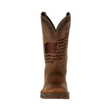 Load image into Gallery viewer, Durango Rebel Brown Distressed Flag Embroidery Western Boot DDB0314