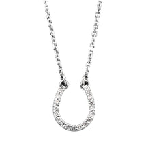 Load image into Gallery viewer, .08 cttw Diamond Horseshoe Necklace in 14k White Gold