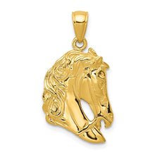 Load image into Gallery viewer, 14k Yellow Gold Bridled Horse Head Pendant