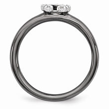 Load image into Gallery viewer, Black Plated Sterling Silver .07 Ctw Diamond 7mm Horseshoe Stack Ring