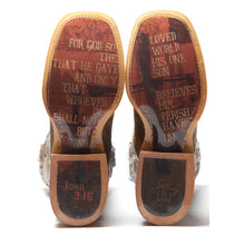 Load image into Gallery viewer, Tin Haul Men's John 3:16 W/ Bible Verse Square Toe Boots 14-020-0007-0301 BR