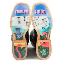 Load image into Gallery viewer, Tin Haul Women's Flamingo / Trailerhood Square Toe Boots 14-021-0007-1214 BL