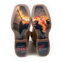 Load image into Gallery viewer, Tin Haul Men's Keep Out / Longhorn Lights Square Toe Boots 14-020-0077-0393 BL