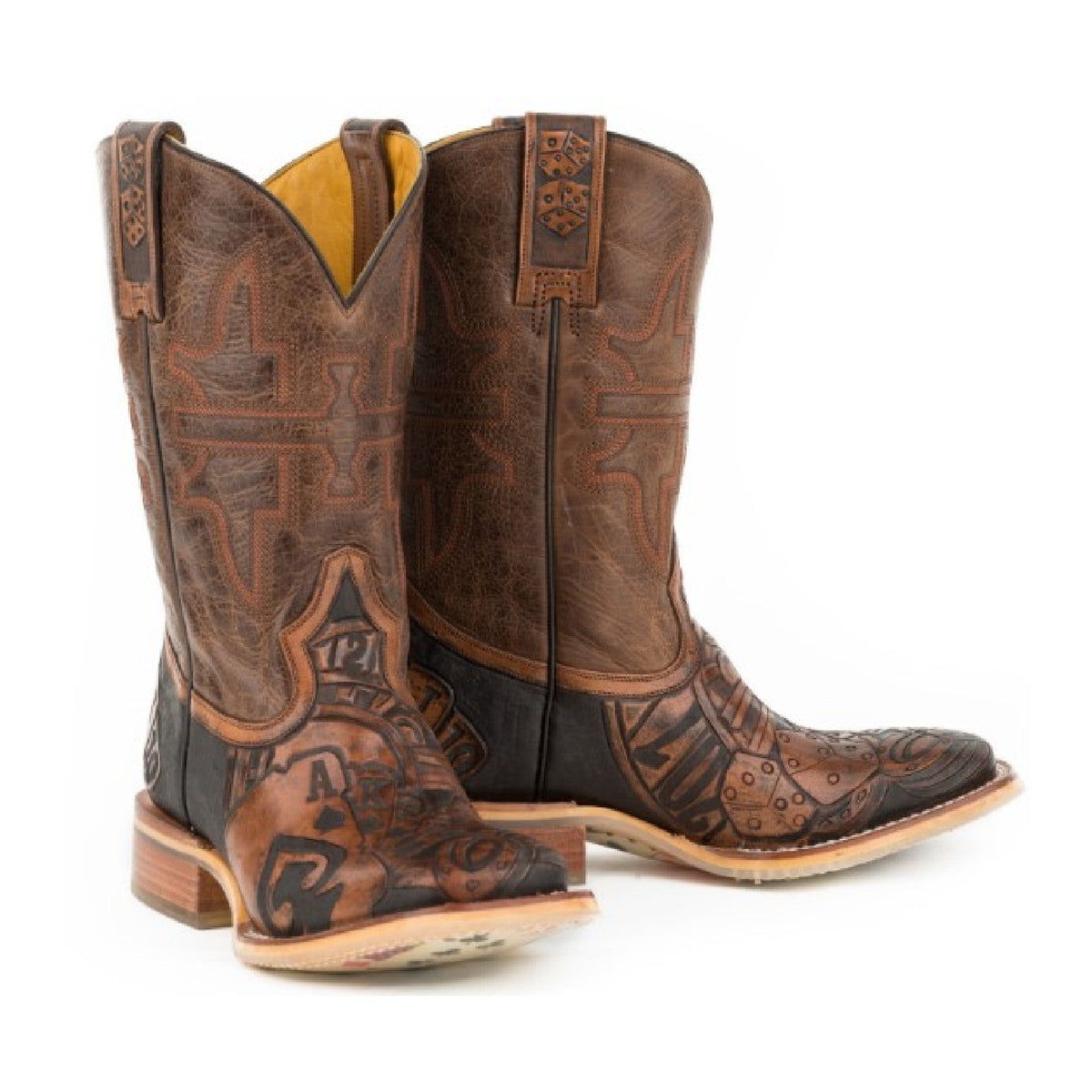 Tin Haul Men's The Gambler / Card Shuffle Square Toe Boots 14-020