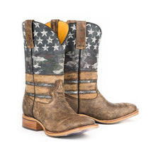 Load image into Gallery viewer, Tin Haul Men's Triangles / Anvil Of Power Square Toe Boots 14-020-0007-0220 BR