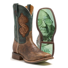 Load image into Gallery viewer, Tin Haul Men's Top Dollar / Cool Benjamin Square Toe Boots 14-020-0077-0444 BR