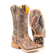 Load image into Gallery viewer, Tin Haul Men's Money Maker / Bald Eagle Square Toe Boots 14-020-0007-0342 BR