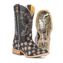 Load image into Gallery viewer, Tin Haul Men's Gunmetal Check / Gunslinger Square Toe Boots 14-020-0007-0206 BR