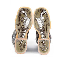 Load image into Gallery viewer, Tin Haul Men's Gunmetal Check / Gunslinger Square Toe Boots 14-020-0007-0206 BR