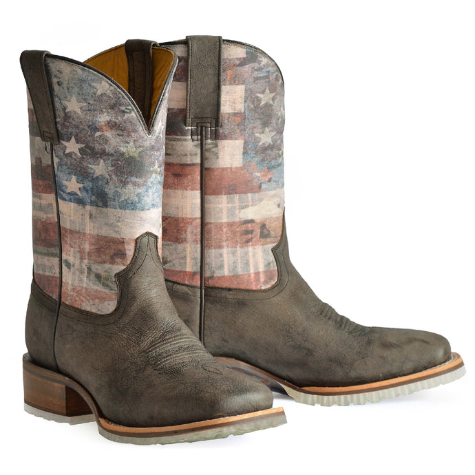 Tin Haul Men's Patriot / Eagle & Shield Square Toe Boots 14-020-0102-5021 BR