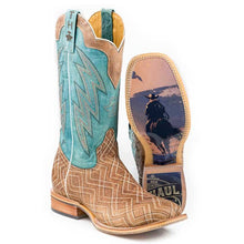 Load image into Gallery viewer, Tin Haul Men's Matrix Tan Leather Square Toe Boots 0410