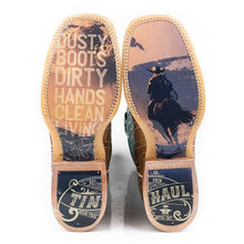 Load image into Gallery viewer, Tin Haul Men's Matrix Tan Leather Square Toe Boots 0410