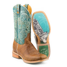 Load image into Gallery viewer, Tin Haul Women's Yee-haw / Paisley Calf Square Toe Boots 14-021-0077-1388 TA