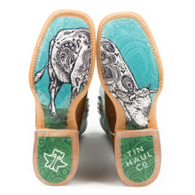 Load image into Gallery viewer, Tin Haul Women's Yee-haw / Paisley Calf Square Toe Boots 14-021-0077-1388 TA