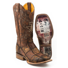 Load image into Gallery viewer, Tin Haul Men's Dead Or Alive/Wanted Square Toe Boots 14-020-0077-0405 BR