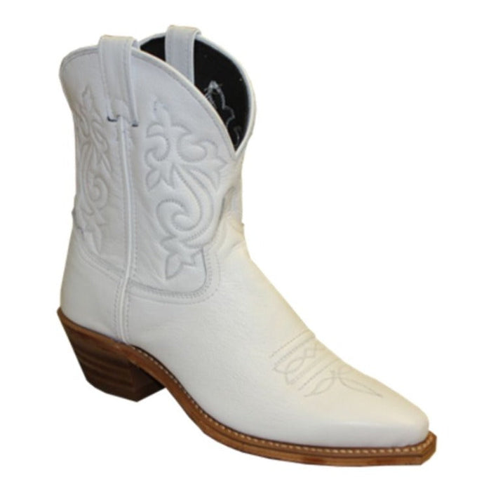 Abilene Ladies 7” White Distressed Cowhide Snip Toe Boot 9095