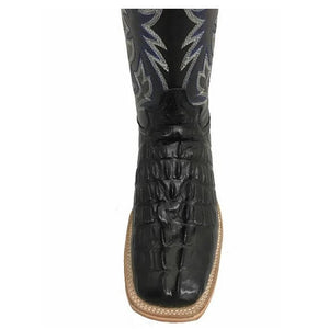 Cowtown Men's Black Alligator Print Wide Square Toe Boots Q6096