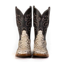 Load image into Gallery viewer, Cowtown Men's Natural Python Back Cut Square Toe Boots Q818