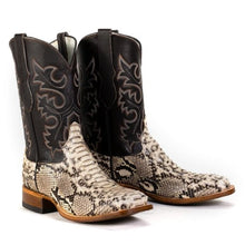 Load image into Gallery viewer, Cowtown Men's Natural Python Back Cut Square Toe Boots Q818