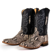 Load image into Gallery viewer, Cowtown Men&#39;s Natural Python Belly Cut Square Toe Boots Q809