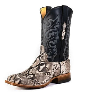 Cowtown Men's Natural Python Belly Cut Square Toe Boots Q809