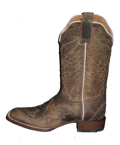 Cowtown Ladies Distressed Brown Wide Square Toe Boots Q234