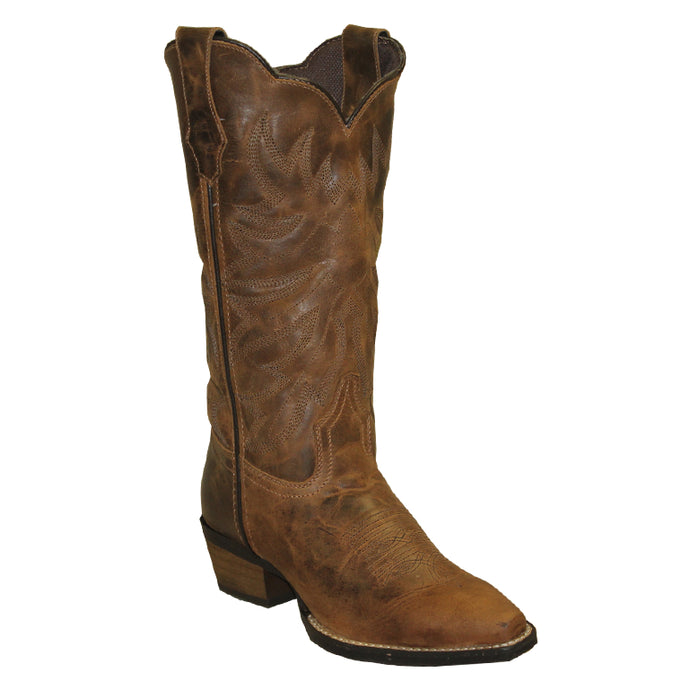 Rawhide Ladies 12” Brown Scalloped Top Western Snip Toe Boot 5151