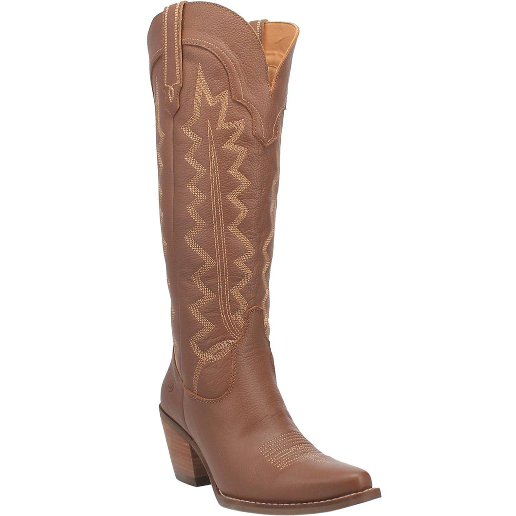 Dingo Women's High Cotton Brown Leather Snip Toe Boot 01-DI936-BN