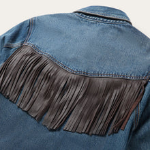 Load image into Gallery viewer, Stetson Women's Blue Leather Fringe Denim Shirt 7063