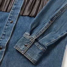 Load image into Gallery viewer, Stetson Women's Blue Leather Fringe Denim Shirt 7063