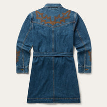 Load image into Gallery viewer, Stetson Women's Blue Embroidered Stretch Denim Shirt Dress 9160