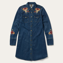 Load image into Gallery viewer, Stetson Women's Blue Embroidered Western Shirt Dress 1062