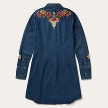 Load image into Gallery viewer, Stetson Women's Blue Embroidered Western Shirt Dress 1062