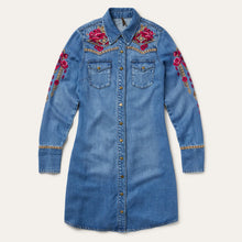 Load image into Gallery viewer, Stetson Women's  Dark Blue Embroidered Denim Shirt Dress 2052