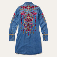 Load image into Gallery viewer, Stetson Women's  Dark Blue Embroidered Denim Shirt Dress 2052