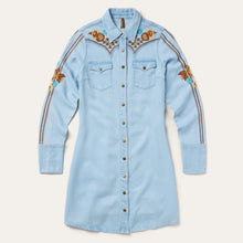 Load image into Gallery viewer, Stetson Women's Light Blue Embroidered Denim Shirt Dress 5014