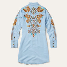 Load image into Gallery viewer, Stetson Women's Light Blue Embroidered Denim Shirt Dress 5014